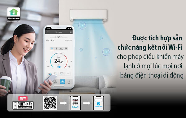 Máy lạnh Panasonic Inverter 2.5 HP CU/CS-XU24ZKH-8 -được tích hợp chức năng kết nối Wifi cho phép điều khiển bằng điện thoại